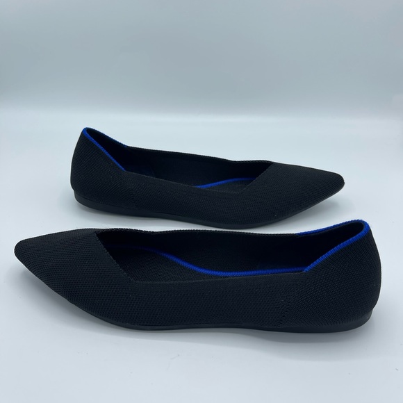 Rothys Womens 8 The Point Flats Black Knit Pointed Toe Slip On Shoes Washable - Picture 6 of 11